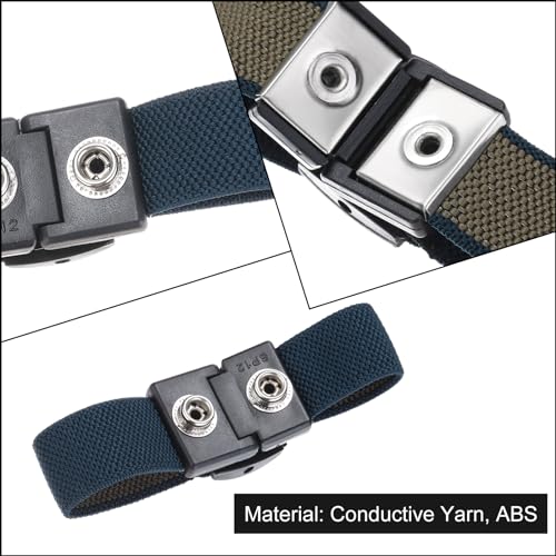 Image of MECCANIXITY 3Pcs Anti Static Wrist Strap, Dual Circuit Antistatic Bracelet Adjustable Cordless for Computer Electronics Repair Blue Gray
