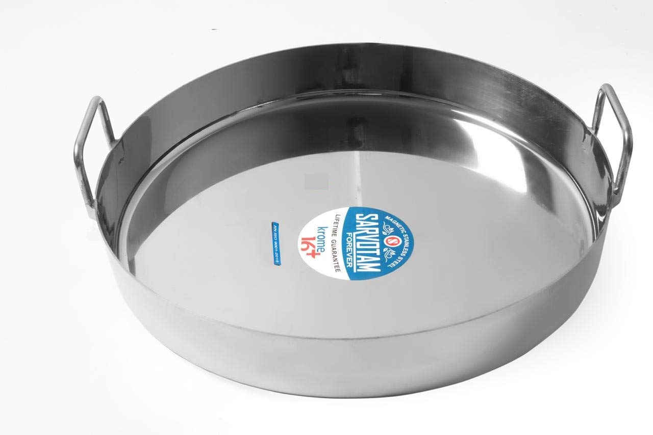 PLANET 007 Stainless Steel Commercial Purpose Use Jalebi Kadai with Handle Tawi Kadhai Jalebi Tawa 3 mm Thickness Size 24 Inch - Fastest Delivery By DHL