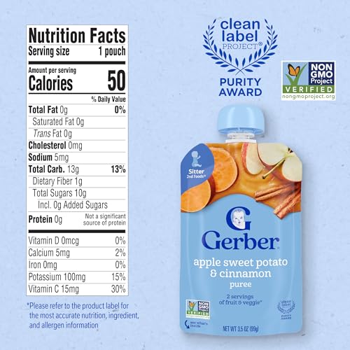 Gerber Stage 2 Baby Food, Apple Sweet Potato Cinnamon Puree Pouch, 12-Pack - image 2