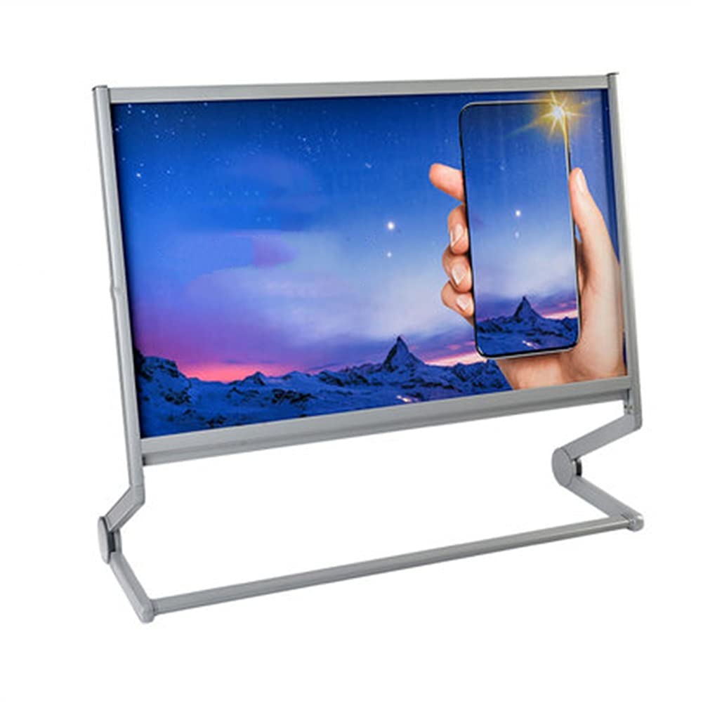 Soporte para letreros, versión Horizontal y Vertical. Estante con polea para Carteles publicitarios de Bienvenida. Guía para letreros., Silver-108x78.8cm