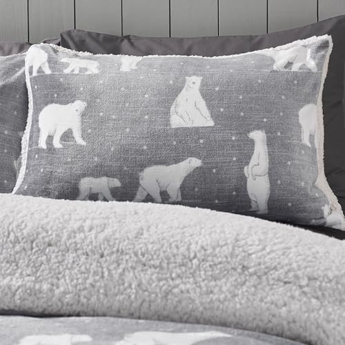 Parure de lit simple en sherpa gris Catherine Lansfield premium
