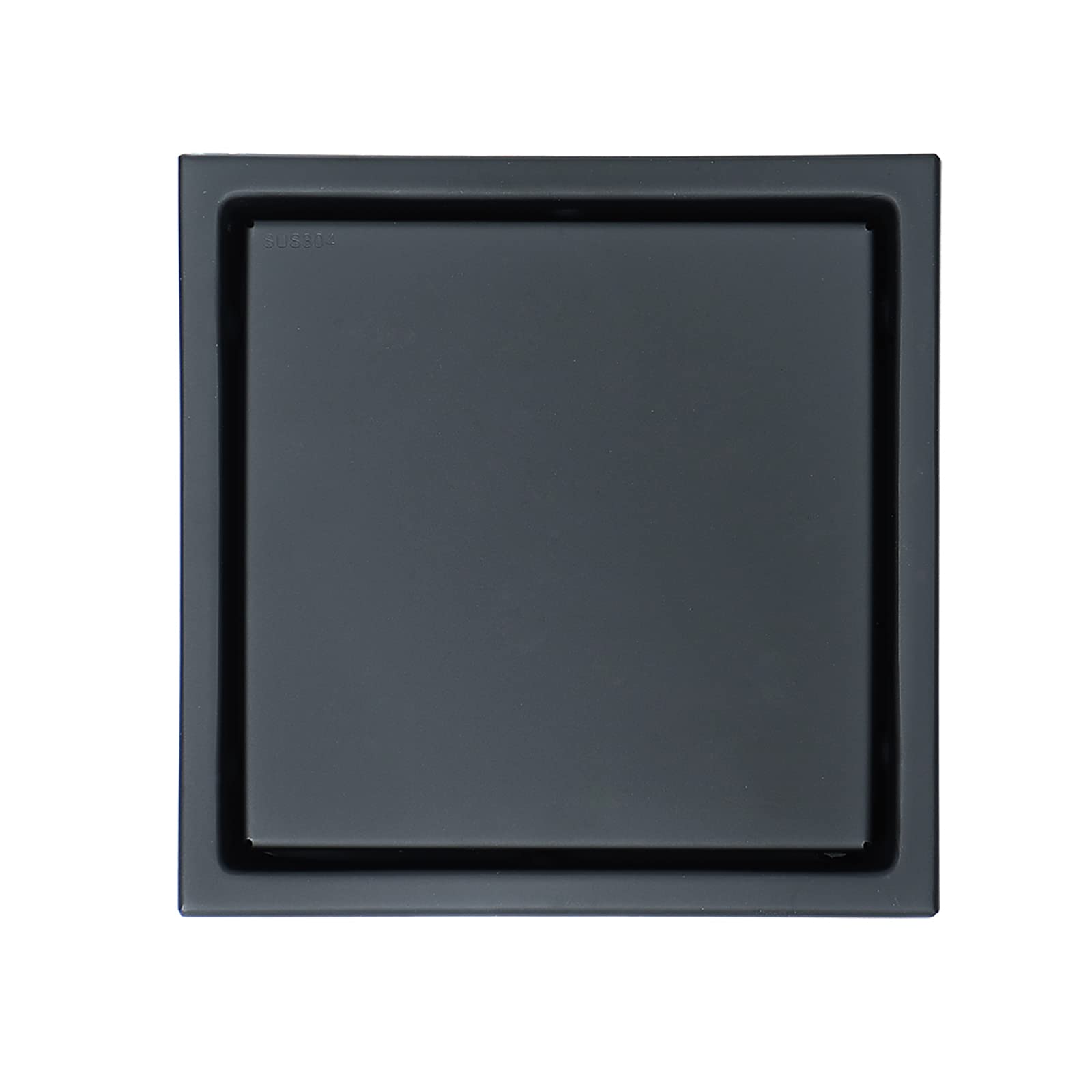 Caniveau de Douche carré de 15 cm avec Grille d'insertion pour carrelage, caniveau de Douche carré avec Filtre à Cheveux, caniveau de Douche en Acier Inoxydable 304 pour Salle de Bain, Noir