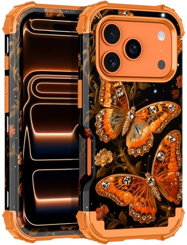 LONTECT for iPhone 17 Pro Max Case 3 in 1 Shockproof Heavy Duty Rugged Hard PC+Soft Silicone Full Body Protective Cover Girls Women Case for Apple iPhone 17 Pro Max,Glow in The Dark Sundial Yellow