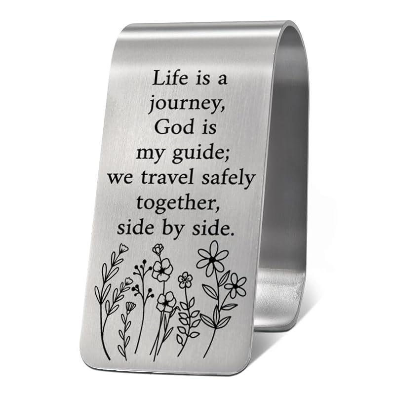 Clipe para Para-Sol de Carro LAGZDFC com Mensagem Religiosa Life is A Journey God is My Guide, silver 12