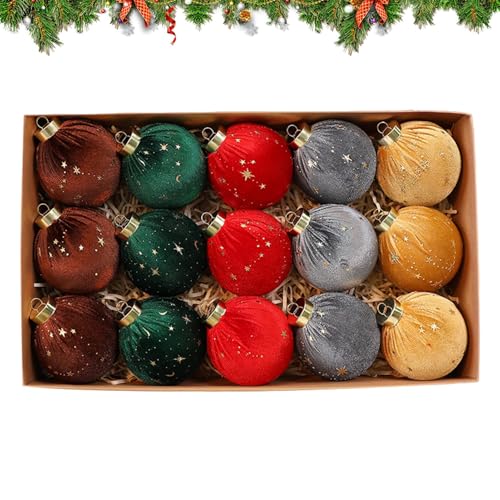 Décorations de Noël en velours floqué pour un sapin chic et raffiné