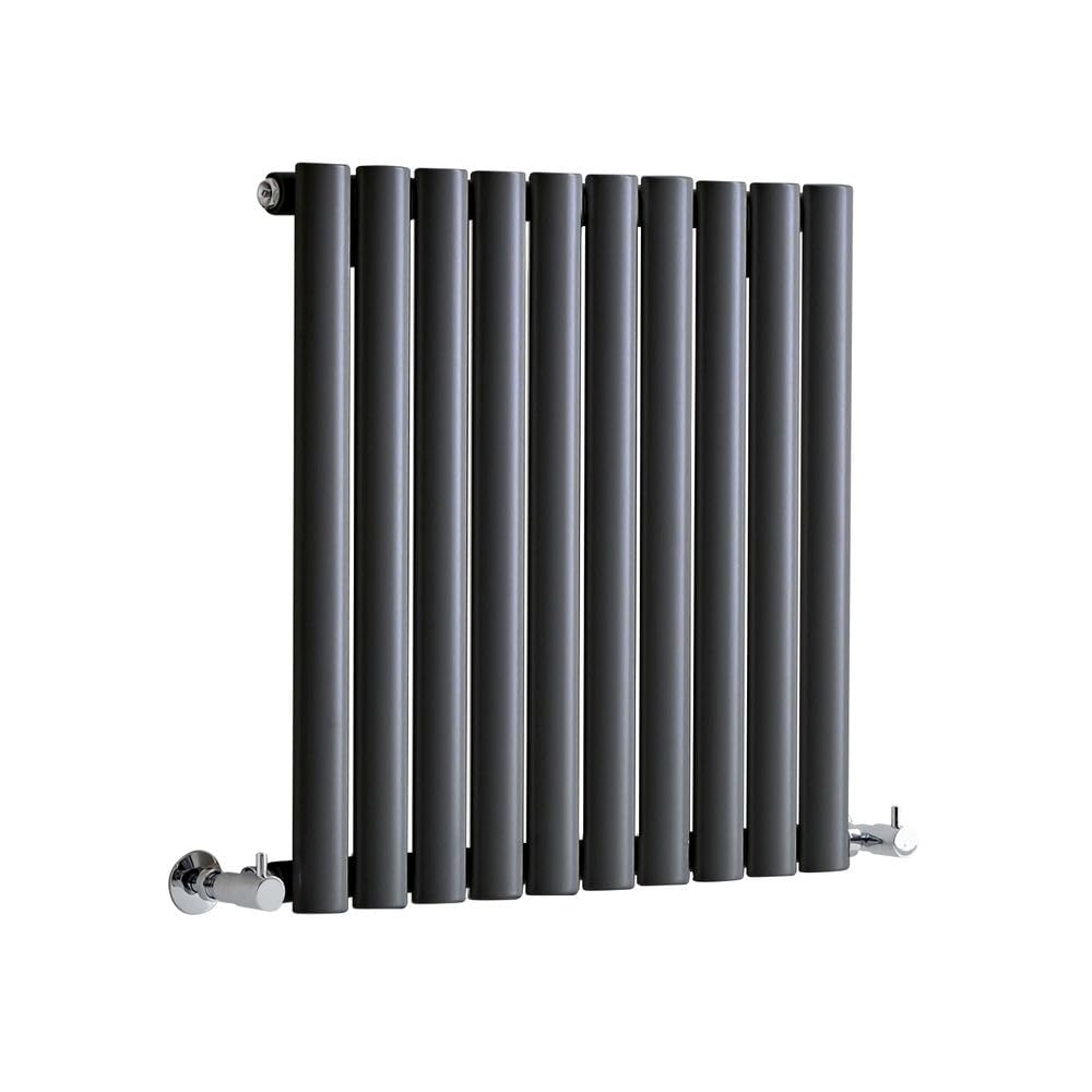 Milano Anthracite Aruba Horizontal Single Oval Panel Radiator - 600Mm X 590Mm
