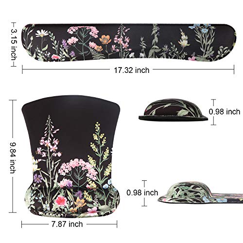 iCasso Keyboard Wrist Rest, Ergonomic Mouse Pad and Mouse Wrist Rest Pad, Made of Memory Foam, Wrist Support, Easy Typing and Relieve Wrist Pain, Perfect for Computer, Office, Laptop (B-Weeds) - Image 6