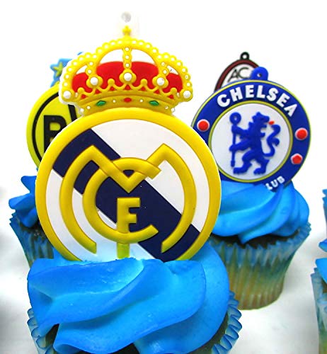 Soccer Themed 12 Piece Birthday Cake Cupcake Topper Set Featuring Iconic Soccer Football Club Teams #TOP4
