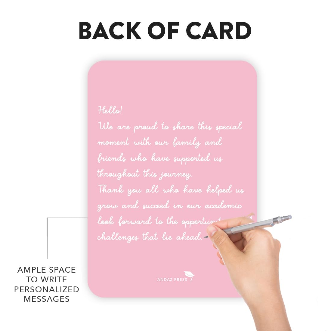 Andaz Press Graduation Invitations with Envelopes 5x7-Inch Pink Graduation Invitations, 24-Pack, Grad Party Invites Graduation Party Decorations 2025 Grad Party Invitation Class of 2025