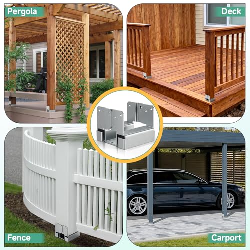 12 Pcs 4x4 Post Base for Concrete, 4x4 Post Brackets for Wood Posts, Galvanized Decking 4 x 4 Concrete Post Anchors for Deck, Pergola, Fence, Gazebo by Wuno Shop - Image 7