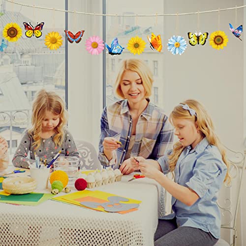 40 Pieces Spring Summer Ornaments Sunflower Butterfly Wood Ornaments Flower Gerbera Daisy Wooden Hanging Tree Ornaments For Summer Spring Decoration Diy Craft Christmas Party Home(Flower, Butterfly) #TOP4