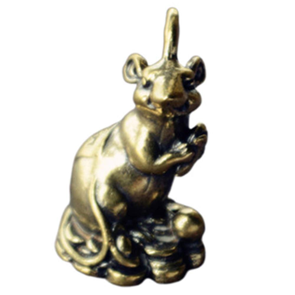 Lankater Gold Mouse Ornament Rat Figures Money Luck Feng Shui Statue Desk Craft Small Statue For Amulet