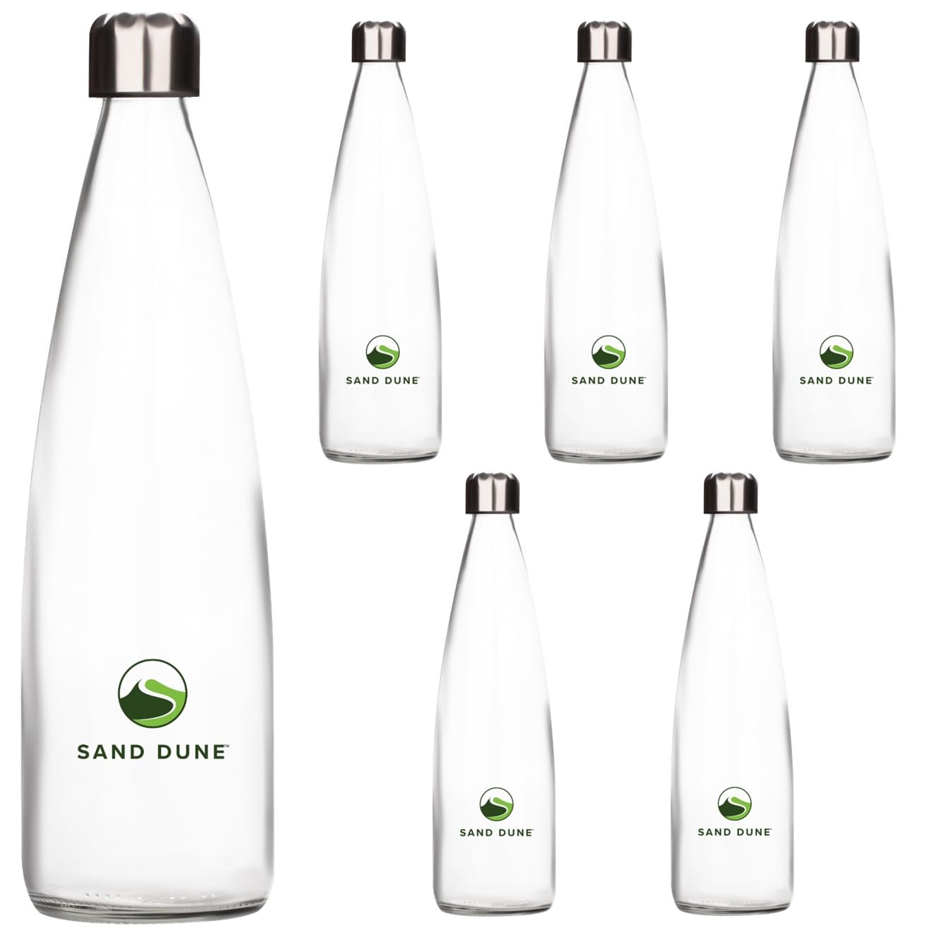 SAND DUNE Set of 6, 300 ml Each ROPP Glass water bottle, with Leak-Proof Airtight Stainless-Steel Lid for Water, Smoothie, Juices - Reusable Travel Glass Drinking Fridge Bottles (B0CDWCZZPW) Amazon Price History, Amazon Price Tracker
