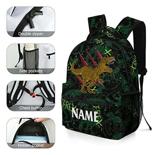 Custom Dinosaur T-Rex Backpack for Kids Boys Girls, Children Personalized Backpack with Name Text Customized Daypack Schoolbag for Student Bookbag3