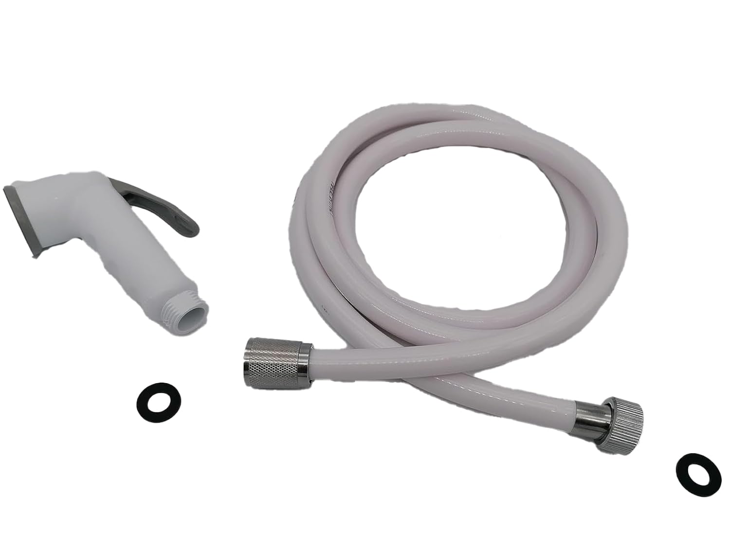 CR-MOESANCO® Kit de Ducha con Botón Pulsador Blanca y Gris, con Manguera Flexible de 1,5mt para Caravana, Barco, Camper o Autocaravana