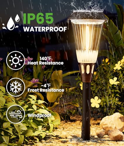 BITPOTT 4 Pack Solar Pathway Lights Waterproof IP65, 2-in-1 Warm&Cool Solar Lights Outdoor, Bright Solar Light Outside Pathway, Auto On/Off Outdoor Light for Yard Walkway Driveway Landscape thumbnail 6