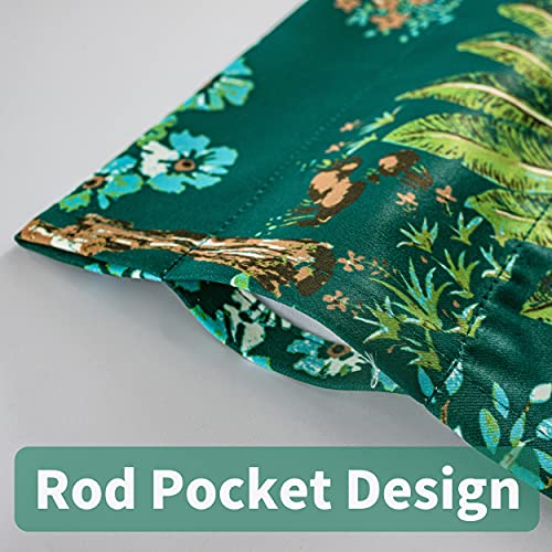 Driftaway Clara Woodland Forest Animals Printed Pattern Watercolor Textured Energy Saving Thermal Insulated Window Curtain Valance Single Rod Pocket 52 Inch By 18 Inch Plus 2 Inch Header Emerald Green #TOP5