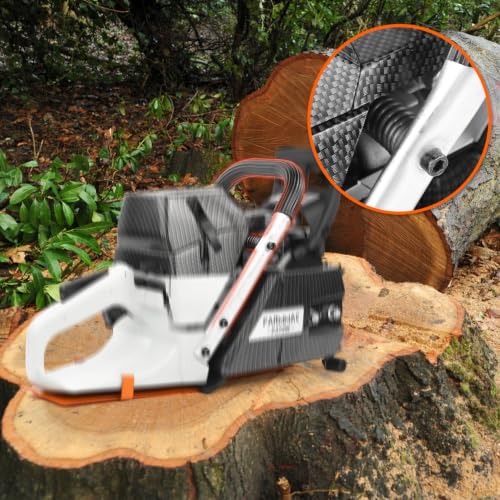 Image of 71cc Gas Chainsaw 28 Inch Bar, 372W 5.5HP Full Crank Engine with Chain Brake & Ergonomic Handle, Replacement Parts Fit Husqvarna 372X, Heavy Duty Logging Saw for Farm, Ranch & Land Clearing