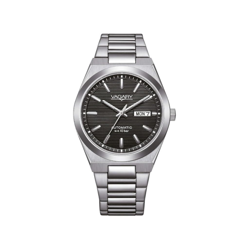 Citizen Vagary by Montre homme automatique G.Matic 101 IX3-611-51 | Boîtier en acier 38 mm | Cadran noir à rayures avec date | Mécanique à vue | Plongeur 10 ATM