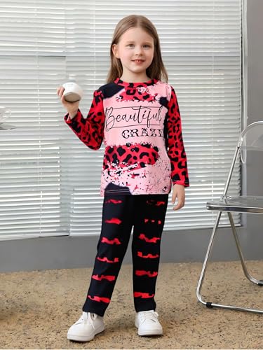 Image of Tween Girl's Letter Print Top + Jogger Pants 2 Piece Outfit Set Kids Clothing, Sizes 6-14 Years
