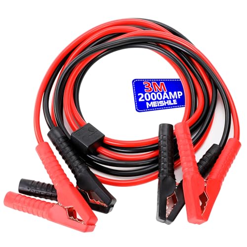 MEISHILE Cable Bateria Coche, 2000A Cable De Arranque para Batería De Coche, Cables Arranque Batería, Pinza Cocodrilo, para Emergencias De Coche, Camión, Furgoneta Mediana (3M)