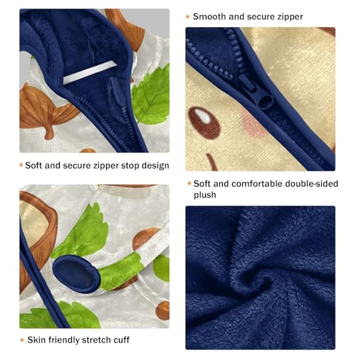 Cute Cartoon Hazelnuts Girls Fleece Jacket Girls Fall Jacket Girls Zip Up Hoodie Girls Sherpa Jacket 2-10T3