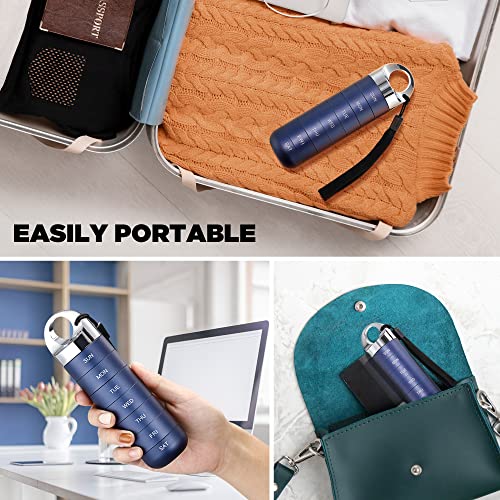 Image of Zannaki Metal Travel Pill Organizer, Portable Waterproof Weekly Pill Box, Large Aluminum Alloy Pill Case Container, BPA Free 7 Day Daily Medicine Organizer Holder for Vitamin, Fish Oil, Supplement