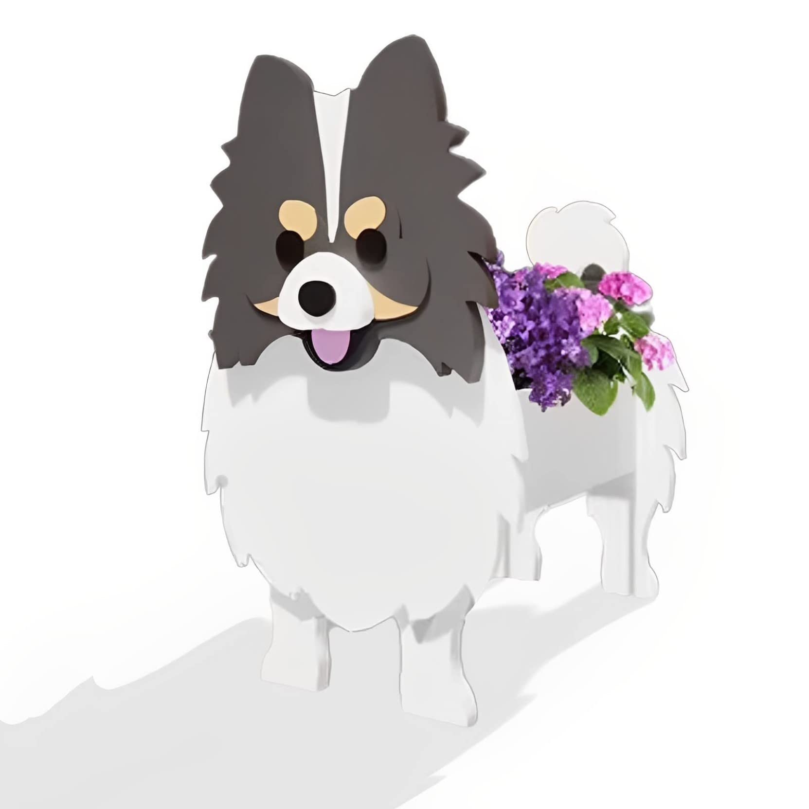 HLASMSPE Pomeranian Grey Planter Plant Pot, Flower Pot For Garden Decora, Small Pupy Gifts for Women, Dog Shape Plant Container Holder Dog Storage Box, 43 * 25cm