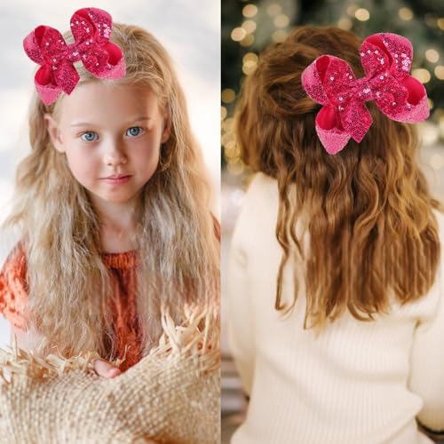 Pinza para cabello con lazo de lentejuelas 6 pulgadas rosa miniatura 5