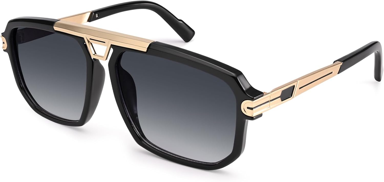 Dollger Square Sunglasses for Men Fashion Trendy Punk Retro Cool Shades
