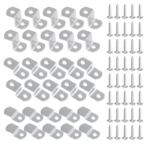 30 Stück Metall Z Winkel, Z Form Bilderrahmen Hosenträger Klammern, mit 50 Stück Universalschrauben, Leinwandbilder-Montagewerkzeuge, Spiegelklemmen für Bilderrahmen