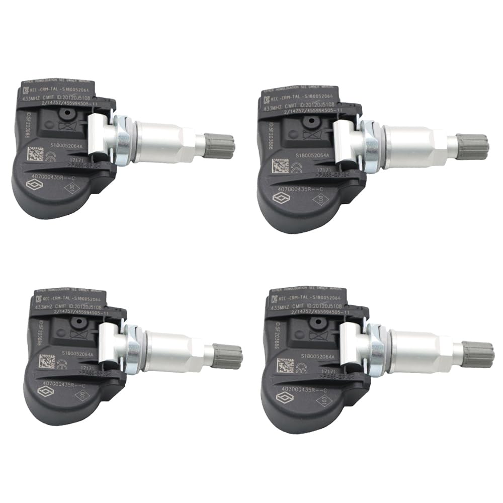 Baceyong 4 sensori di pressione pneumatici, 407000435R, compatibili with Fluence Gran Laguna Megane 433 MHz