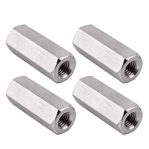 Niooliuk M8 X 1.25-Pitch 50mm Length Metric Hex Coupling Nut 304 Stainless Steel Rod Coupling Nuts, 4-Pack