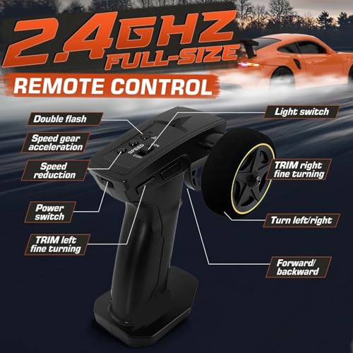 Image of Bestie toys Mini RC Drift Car with Gyro, 1 /43 Scale Remote Control Car High Speed Racing Micro Small with Full Proportional RTR 2.4GHz Remote 2 Tire Sets 8 Cones (Porche 911 GT3 RS)