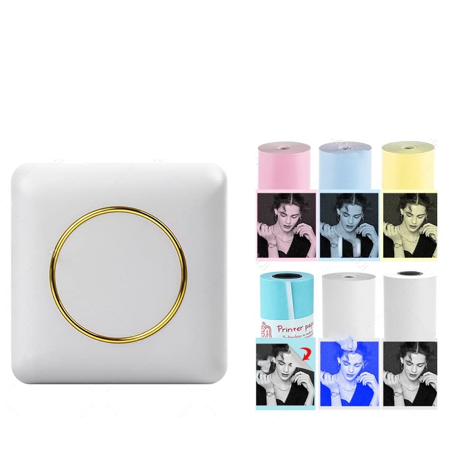 Image of Portable Label Printer Thermal Photos Notes Printing Wireless Impresoras 58mm Paper Rolls Inkless Sticker(Add 6 Group)
