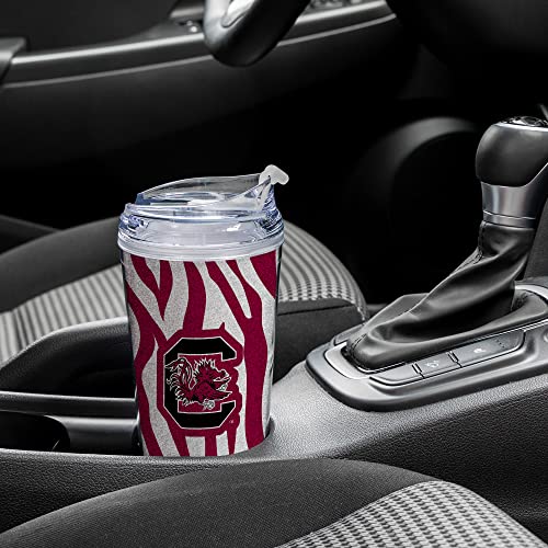Image of Rico Industries NCAA Glitter 24oz Acrylic Glitter Tumbler with Hinged Lid, Officially Licensed Double Wall Tumbler with Straw