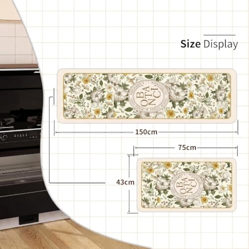 Image of Kitchen Anti Slip Mat for Floor, Waterproof Washable Kitchen Mats, Non Slip Kitchen Floor Mats for Home, Soft Mats for Kitchen, Kitchen Mats for Floor Anti Slip (Botanical Sunflower)