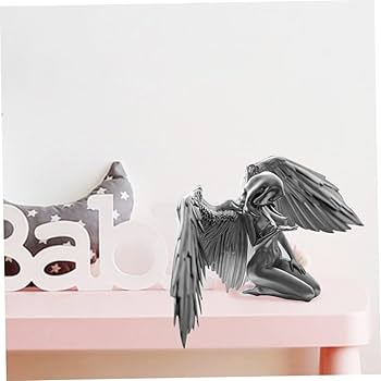 木彫オブジェ　エンジェル アンティーク 木彫オブジェ エンジェル エンジェル 天使 置物 白