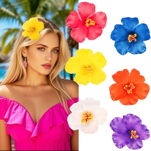 Pinzas de flores hawaianas tropicales, pack de 6 piezas miniatura 1