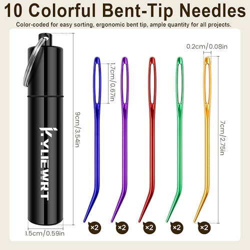 Image of Premium Tapestry Needle & Weaving Needle Set for Crochet, Anodized 6063 Aluminum Bent Tip Yarn Needles with Portable Storage Tube for Crochet Finishing, Amigurumi & Knitting (Pack of 2)