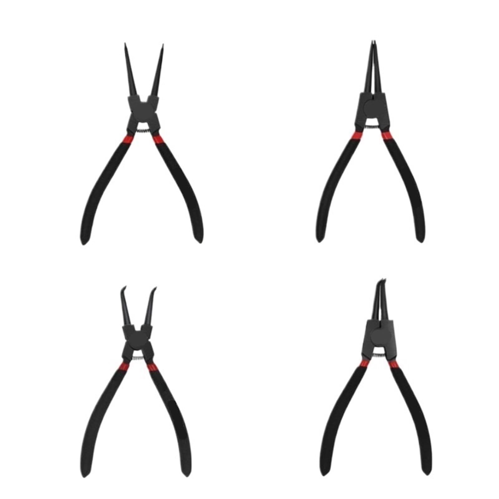 Kit de alicates Circlip alta resistencia 7 ", herramienta anillo presión multifuncional portátil con pico en ángulo recto exterior interior
