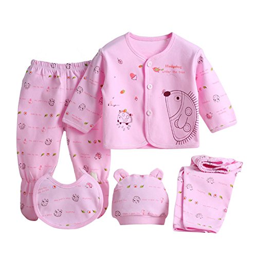 Brightup 5 Neugeborenes Baby Baumwollt Shirt + Hosen + Hut Jungen Mädchen...