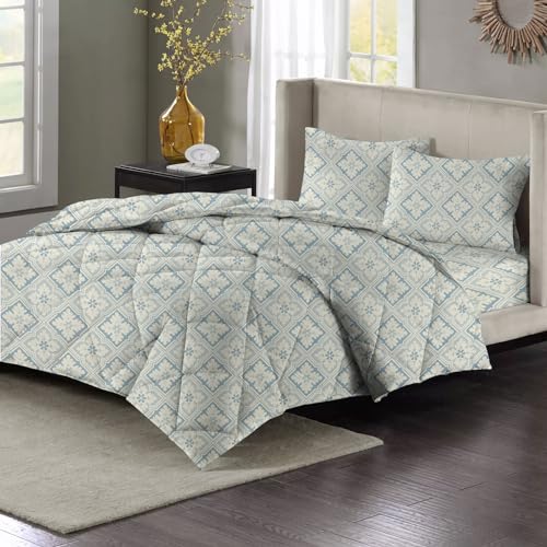 Image of HOMEKART 220 GSM Reversible Microfiber AC Comforter /Duvets for Mild Winter | All Season King Size 3 Layered Quilted Blanket for Double Bed (220 cm x 240 cm, Floral, Grey & White)