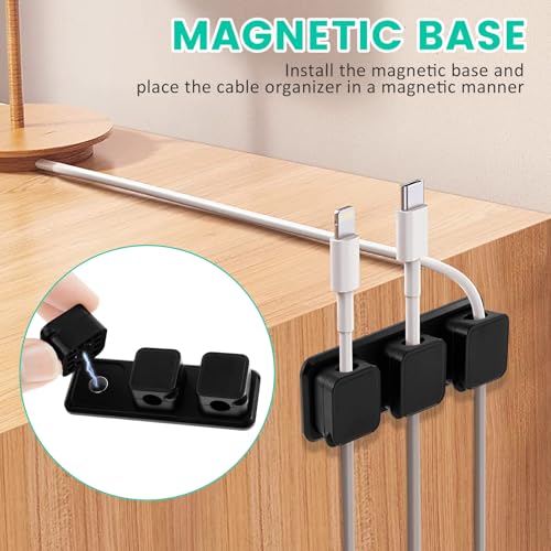 Organizador Magnético para Cables, Clips Magnéticos para Gestión de Cables Bajo Escritorio, Adhesivo para Organizar Cables de Cargador, Soporte Magnético para Hogar y Oficina miniatura 7
