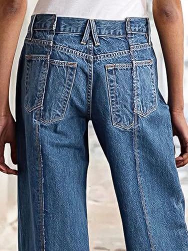 Flamingals Straight Leg Mid Rise Baggy Jeans Boyfriend Denim Strenchy Jeans Without Belt4