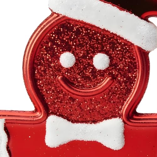 Image of Crackles Red Gingerbread Ornaments with Gold Glitter (Set of 4) | Christmas Tree Hanging Decorations | Festive Xmas Decor for Home, Office & Party, Decorations for X mas Parties