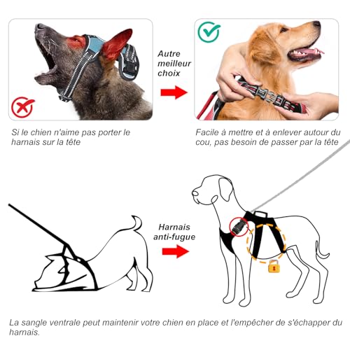 HEELE Dog Harness Escape Proof, Release on Neck, No Pull Reflective Adjustable Vest with Durable Handle - Image 4