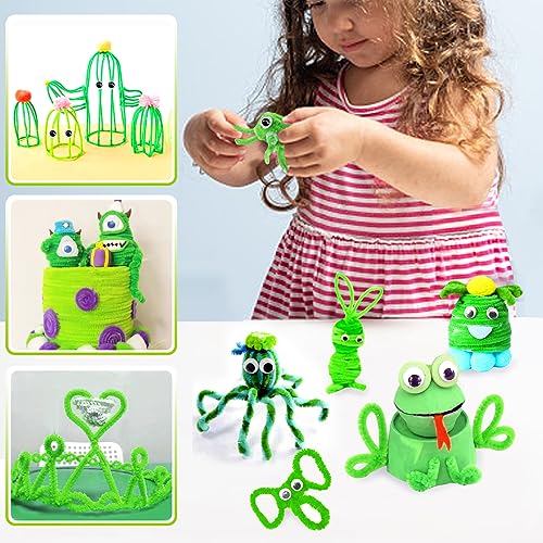 TOAOB 100pcs Fluorescent Green Pipe Cleaners for Craft 30cm Long Chenille Stem 6mm Thick Fuzzy Sticks Craft Supplies for DIY Flowers Projects Home Decorations - Image 4