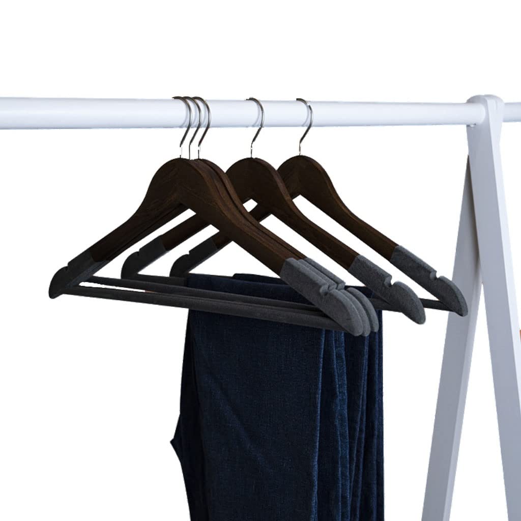 HCZKIUJY 10 Pack Coat Hangers Flocking Wooden Hanger Adult Household Non-slip Hanger Save Space hangers for clothes non slip