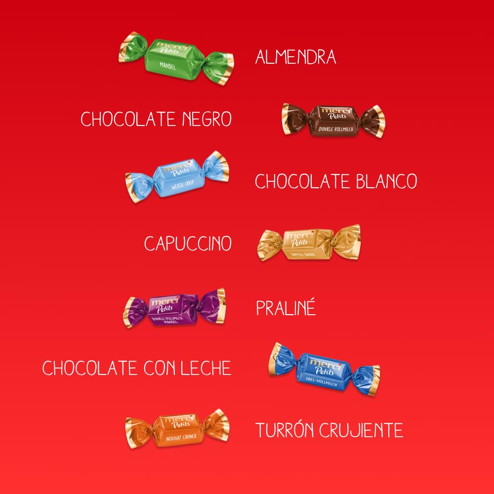 merci Petits Surtido de Chocolates – Caja de 1 kg – Caja de Bombones de Cortesía para Hoteles, Restaurantes y Cafés – 7 Especialidades – Sin Gluten y Vegetarianos – Para Compartir y Regalar